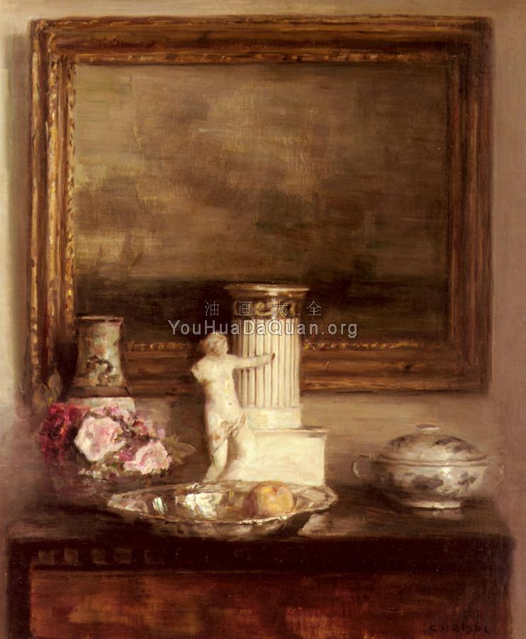 Still Life with Classical Column and Statue - 卡尔·霍尔索